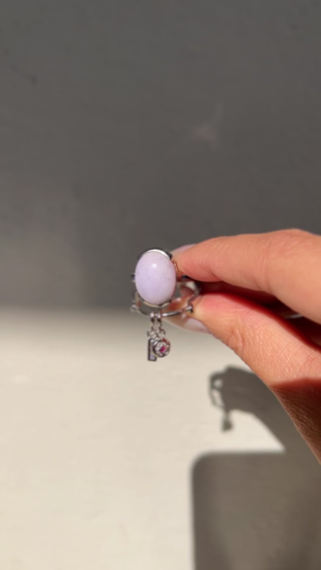 Lavender Jadeite Jade Cabochon Amulet Ring