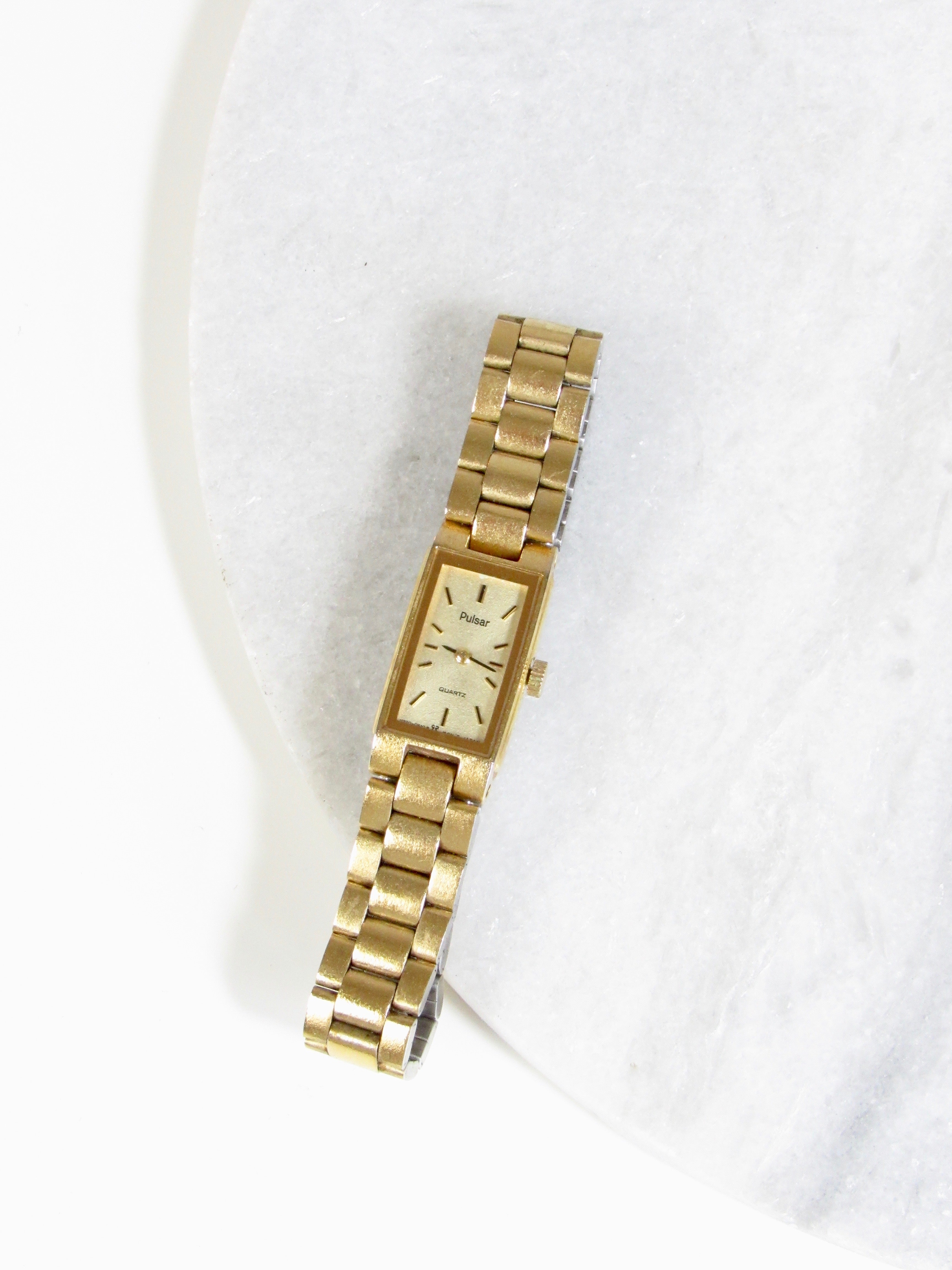 Pulsar Rectangle 18k Gold Plated Ladies Watch