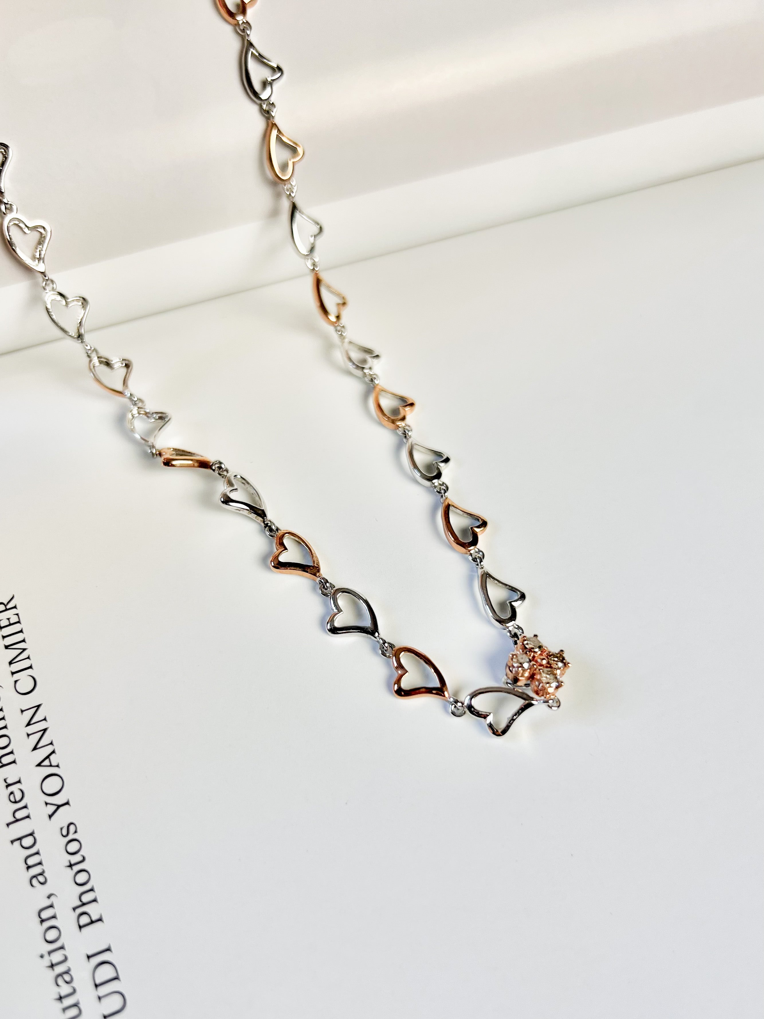Rose Hearts Champagne Diamonds Necklace