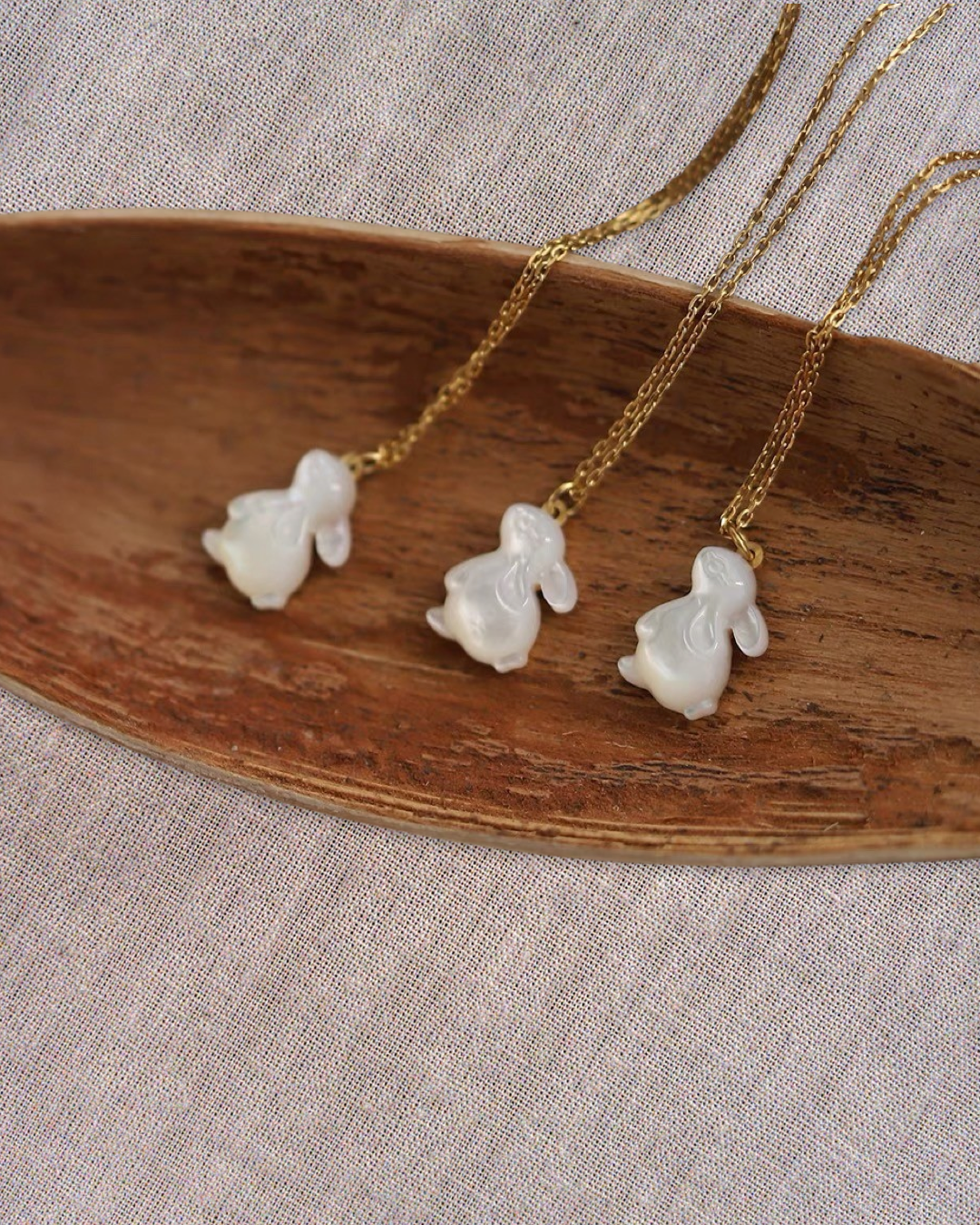 Mother of Pearl Bunny Pendant Necklace