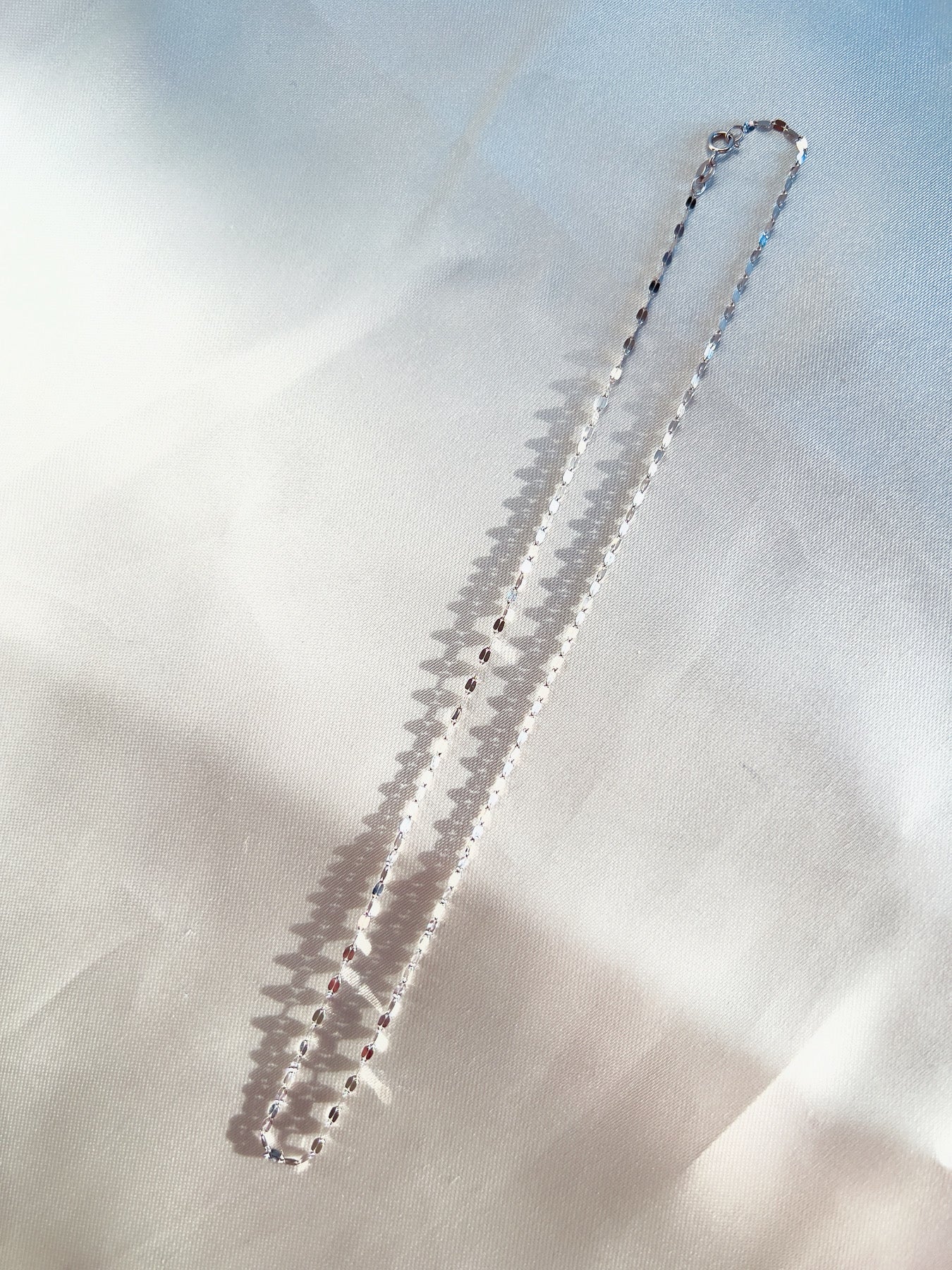 Solid 14k White Gold Delicate Chain Necklace