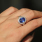 Natural Blue Sapphire and Diamonds 18k Solid White Gold Ring | Size 7 Sapphire Ring