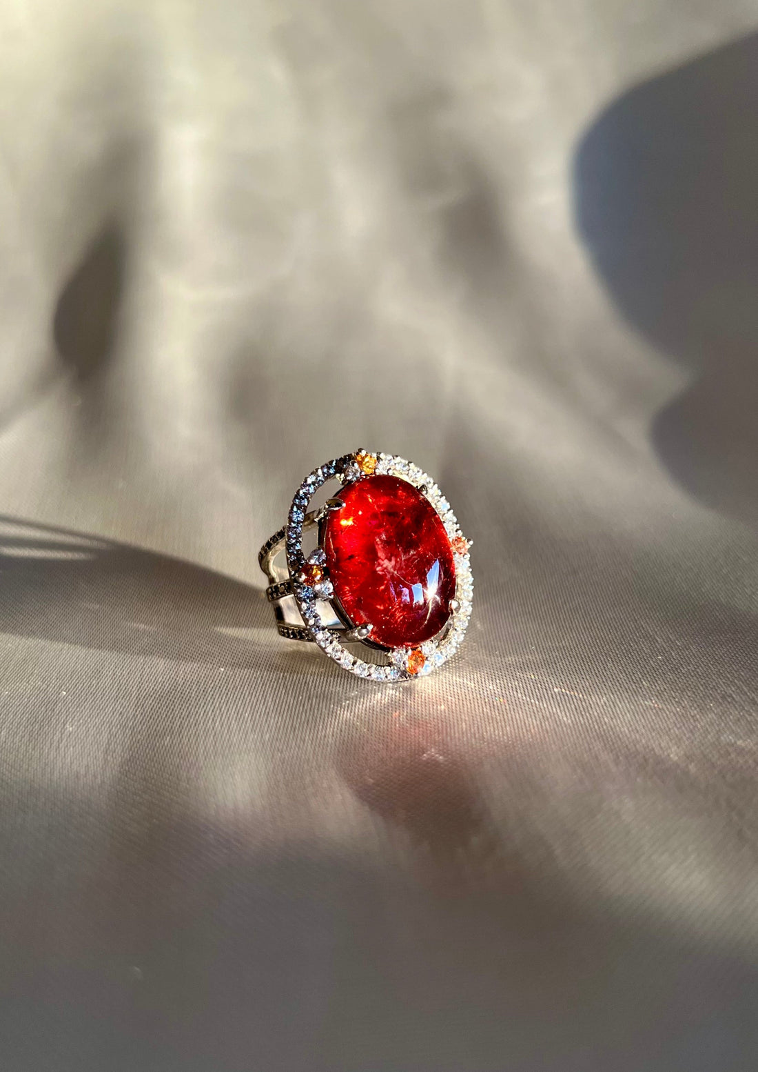 20 Carat Red Rubellite Tourmaline Cocktail Ring