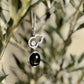 Olive Black Star Diopside Cabochon & Moonstone Calabash Pendant Necklace