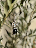 Olive Black Star Diopside Cabochon & Moonstone Calabash Pendant Necklace