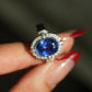 Natural Blue Sapphire and Diamonds 18k Solid White Gold Ring | Size 7 Sapphire Ring