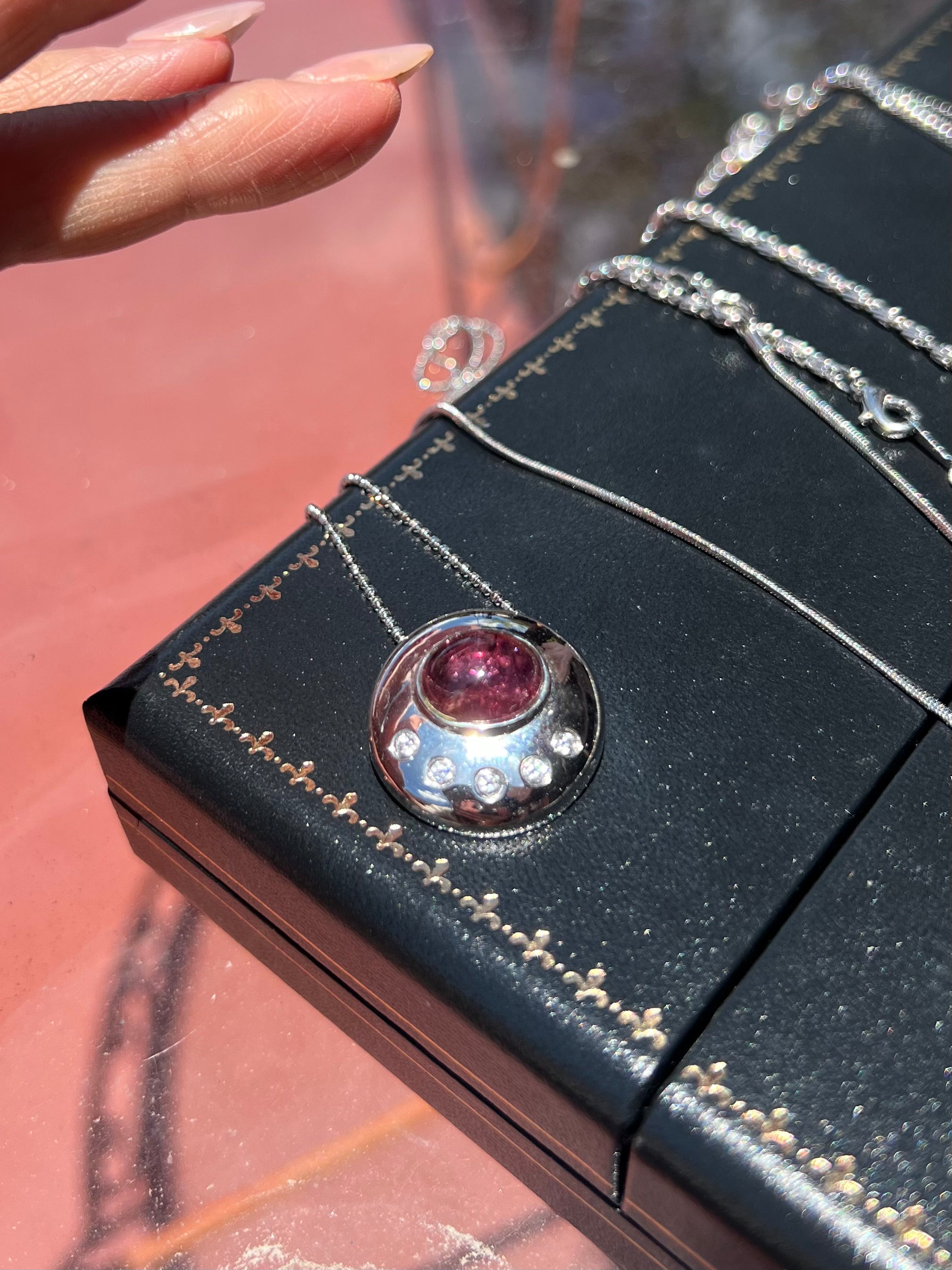 Natural Rubellite Tourmaline Pendant Necklace