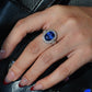 Natural Blue Sapphire and Diamonds 18k Solid White Gold Ring | Size 7 Sapphire Ring