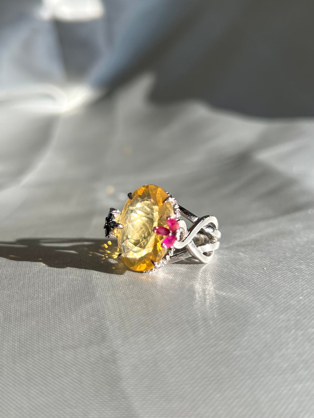 Dazzling Yellow Fire Opal Cocktail Ring