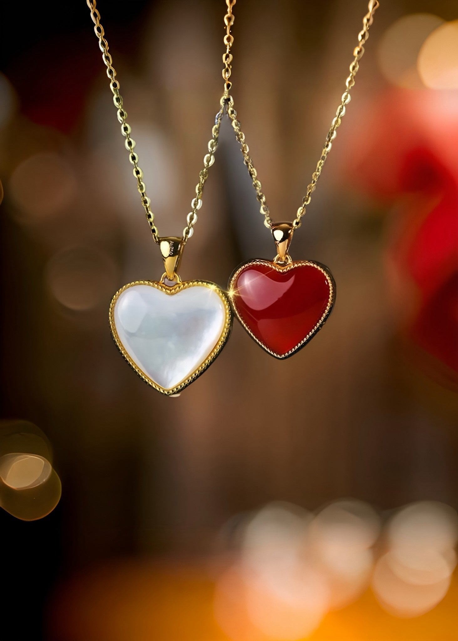 18K Solid Gold Heart Pendant Necklace