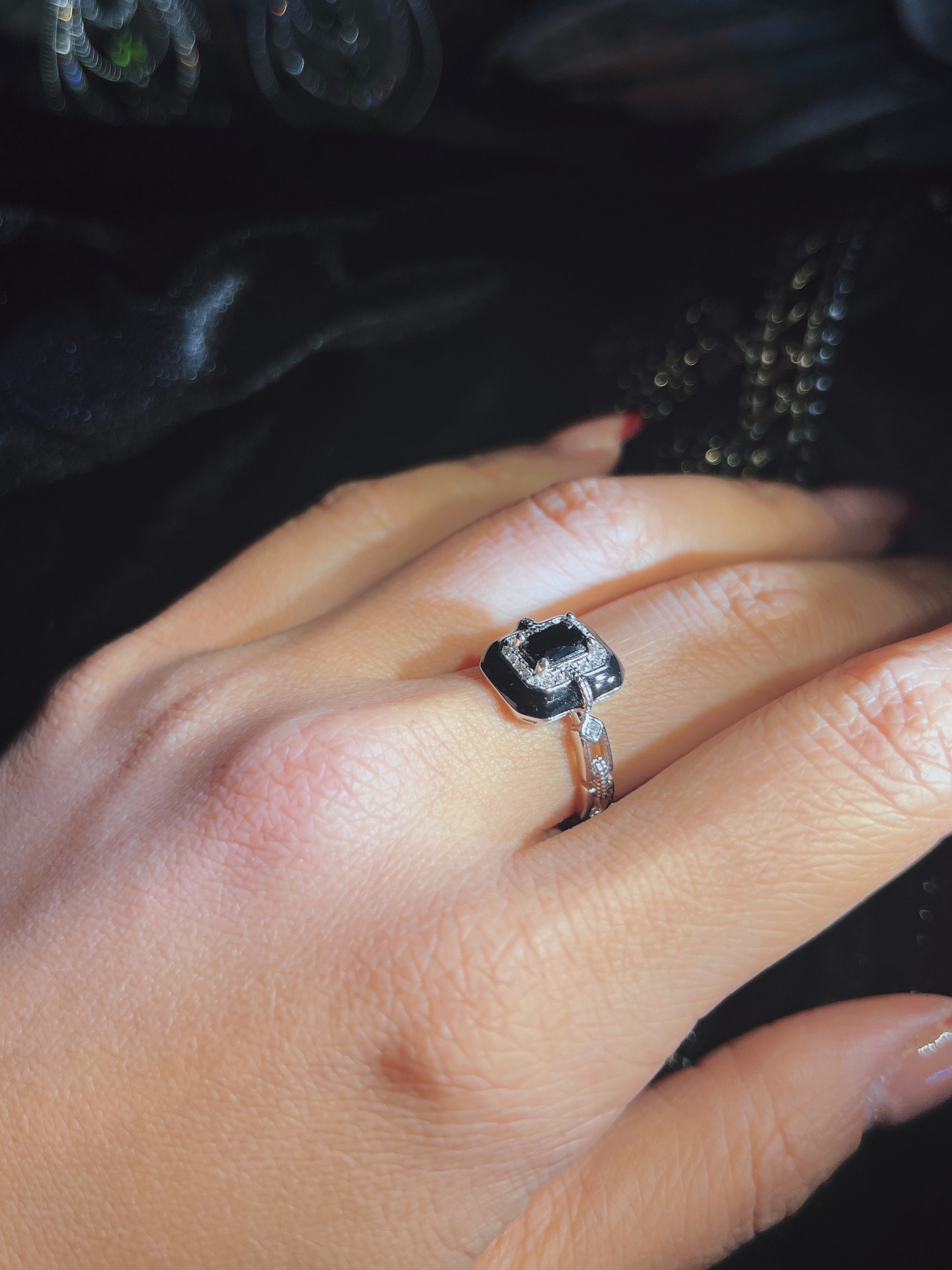 Art Deco Black Spinel Ring