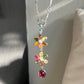 Multicolor Tourmaline Flowers Pendant Necklace