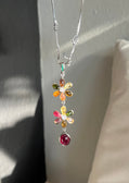Multicolor Tourmaline Flowers Pendant Necklace