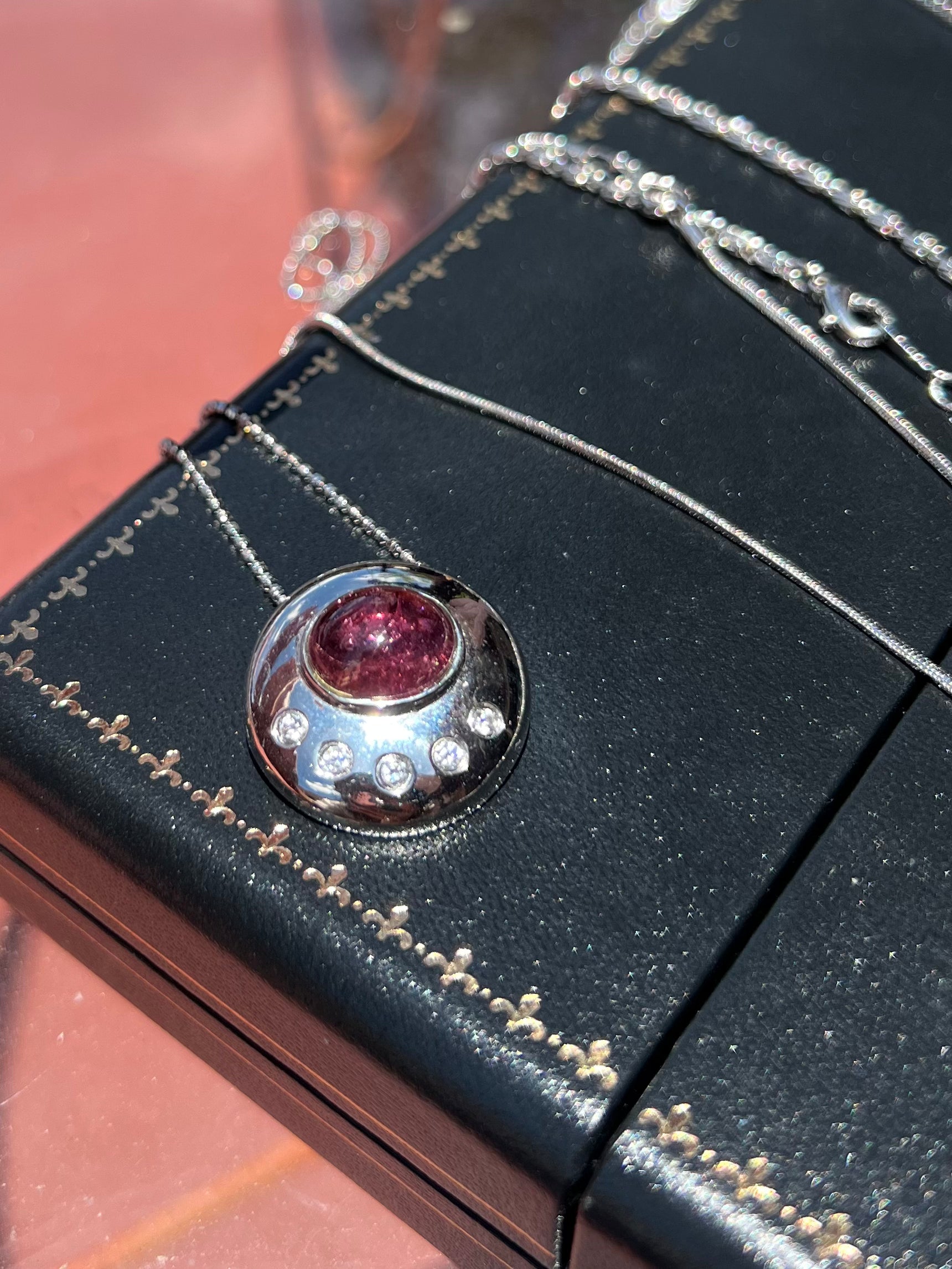 Natural Rubellite Tourmaline Pendant Necklace