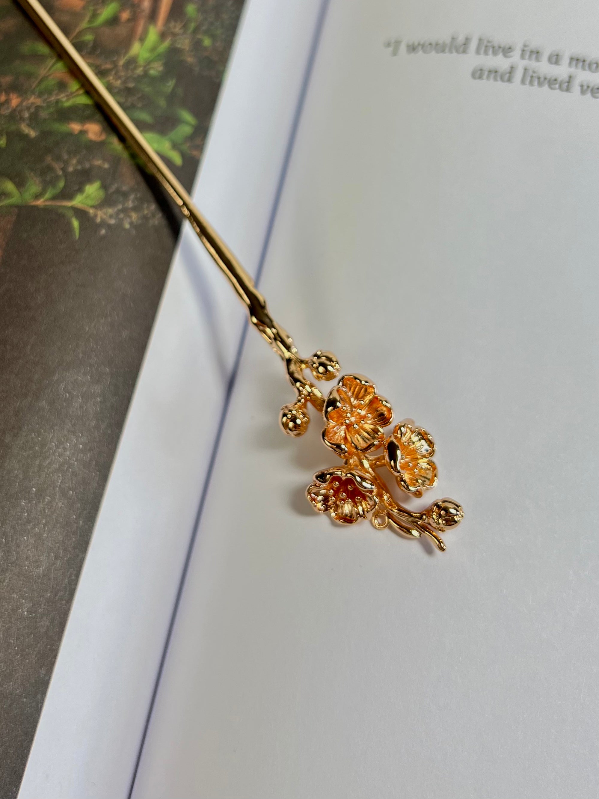 Gold Flower Garden Hair Stick Pin