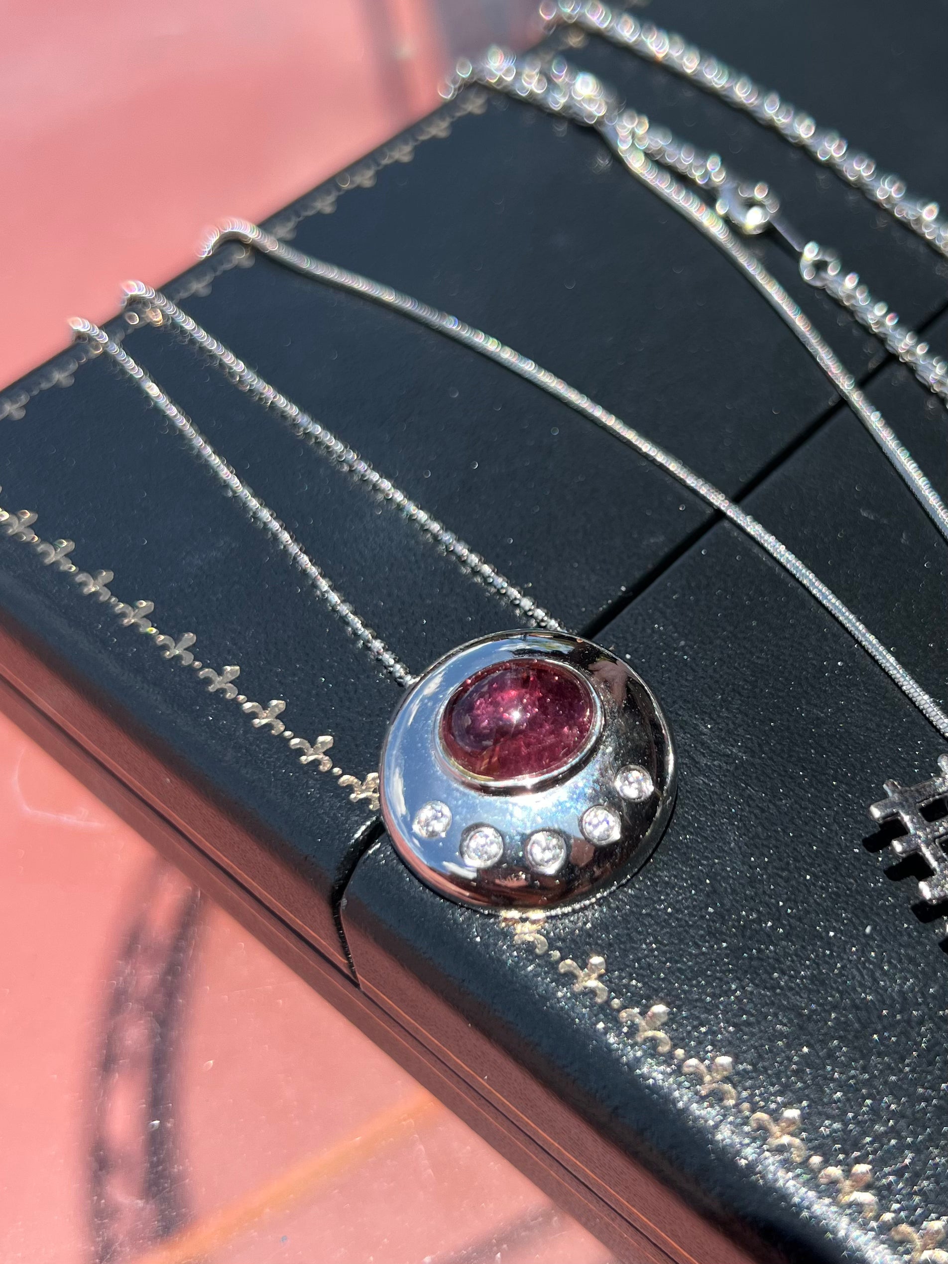 Natural Rubellite Tourmaline Pendant Necklace