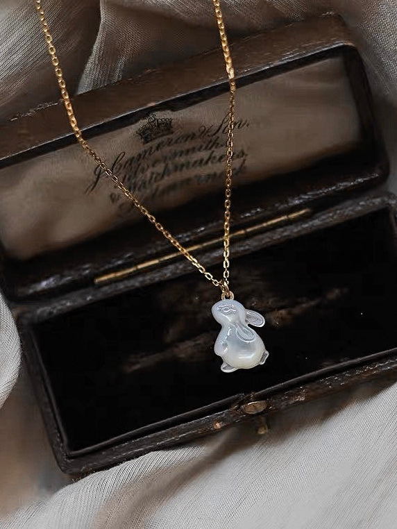 Mother of Pearl Bunny Pendant Necklace