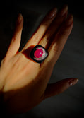 Old Burmese Ruby Cabochon Cocktail Ring