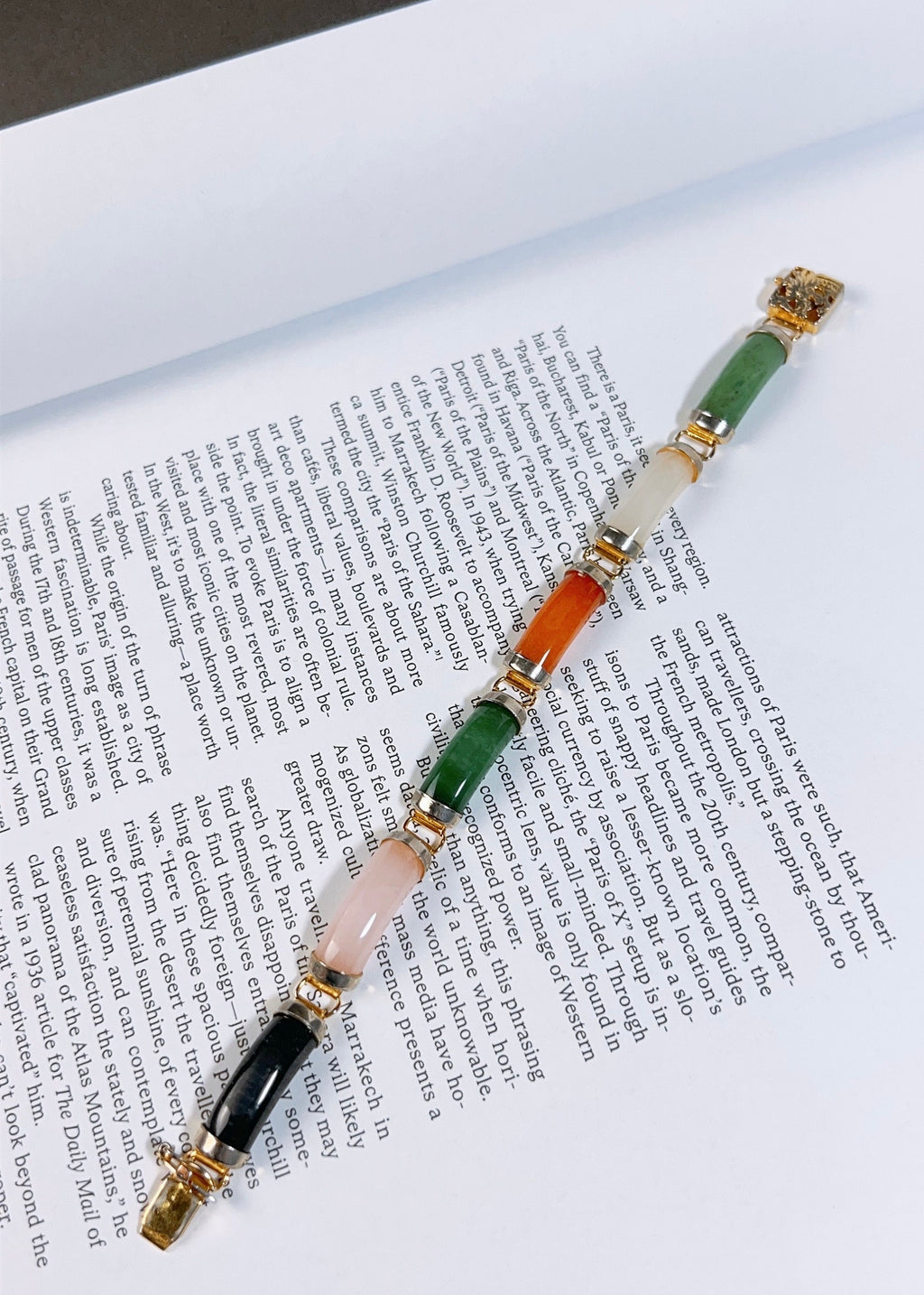 Vintage Vibrant Jade Linked Bracelet