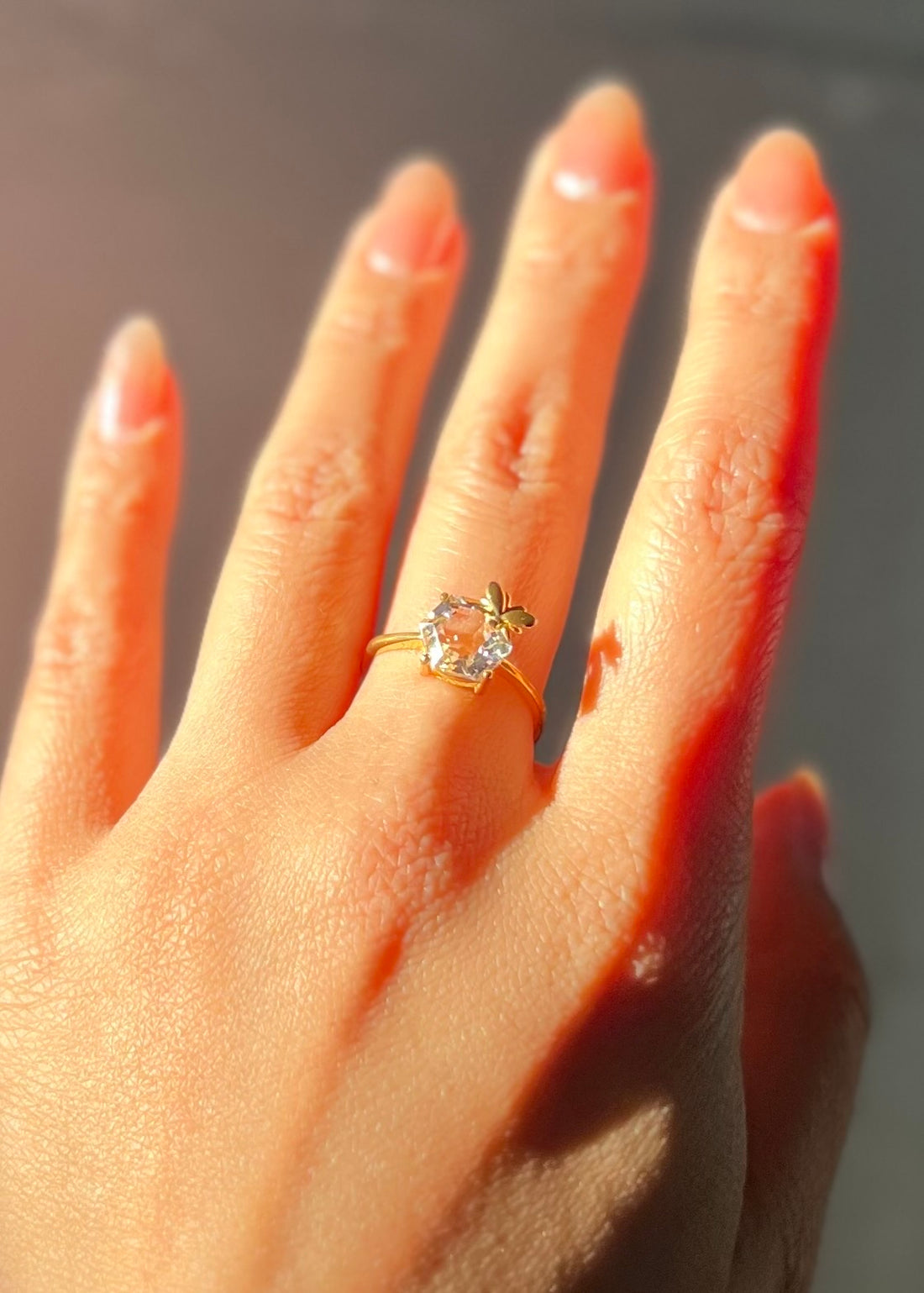 Honeybee Hexagon Quartz Ring