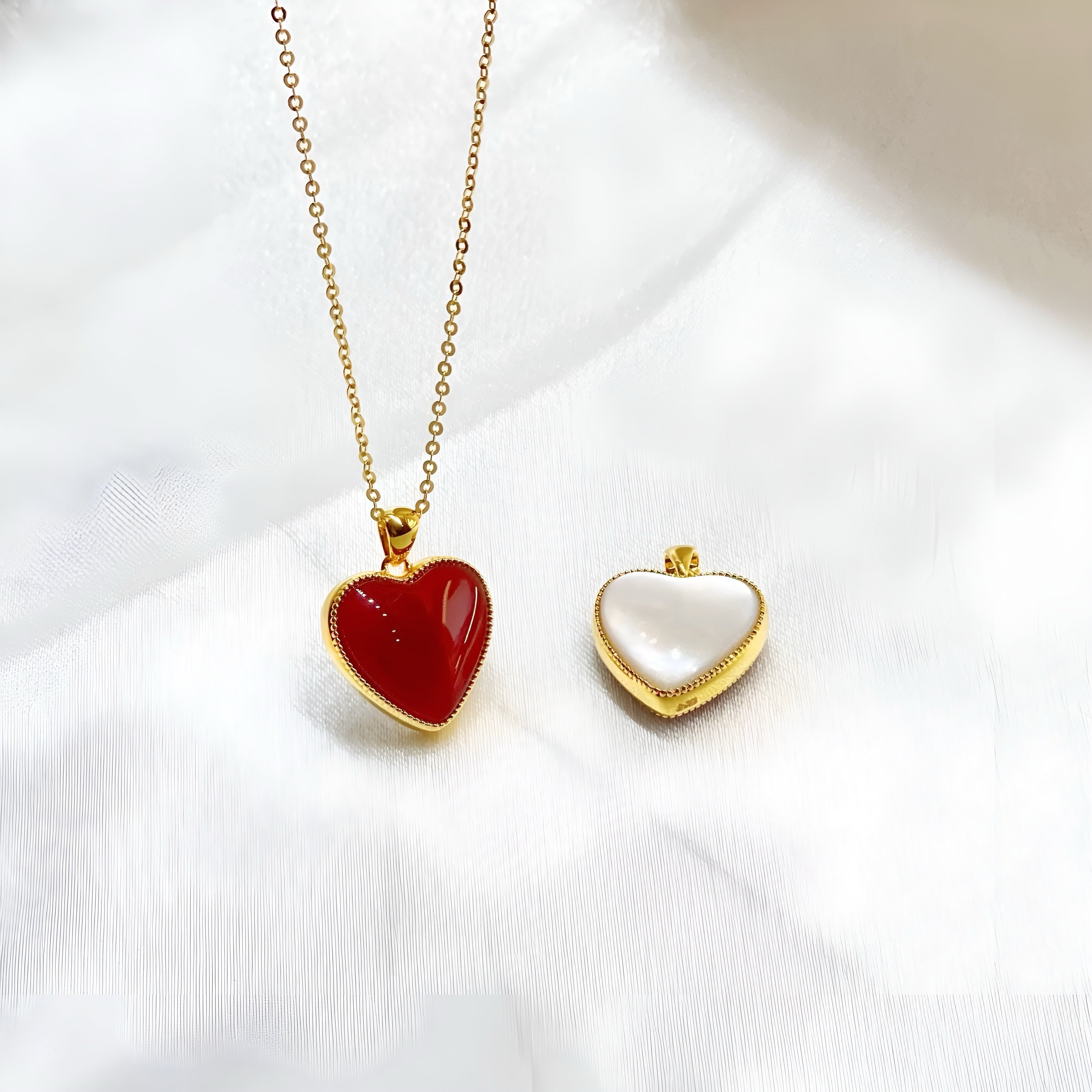 18K Solid Gold Heart Pendant Necklace