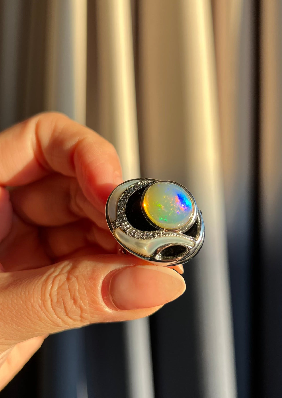 Black Sea Cabochon Opal Ring