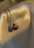 Ladybird Ladybug 18k White Gold Ruby Sapphire Pendant Necklace