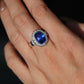 Natural Blue Sapphire and Diamonds 18k Solid White Gold Ring | Size 7 Sapphire Ring