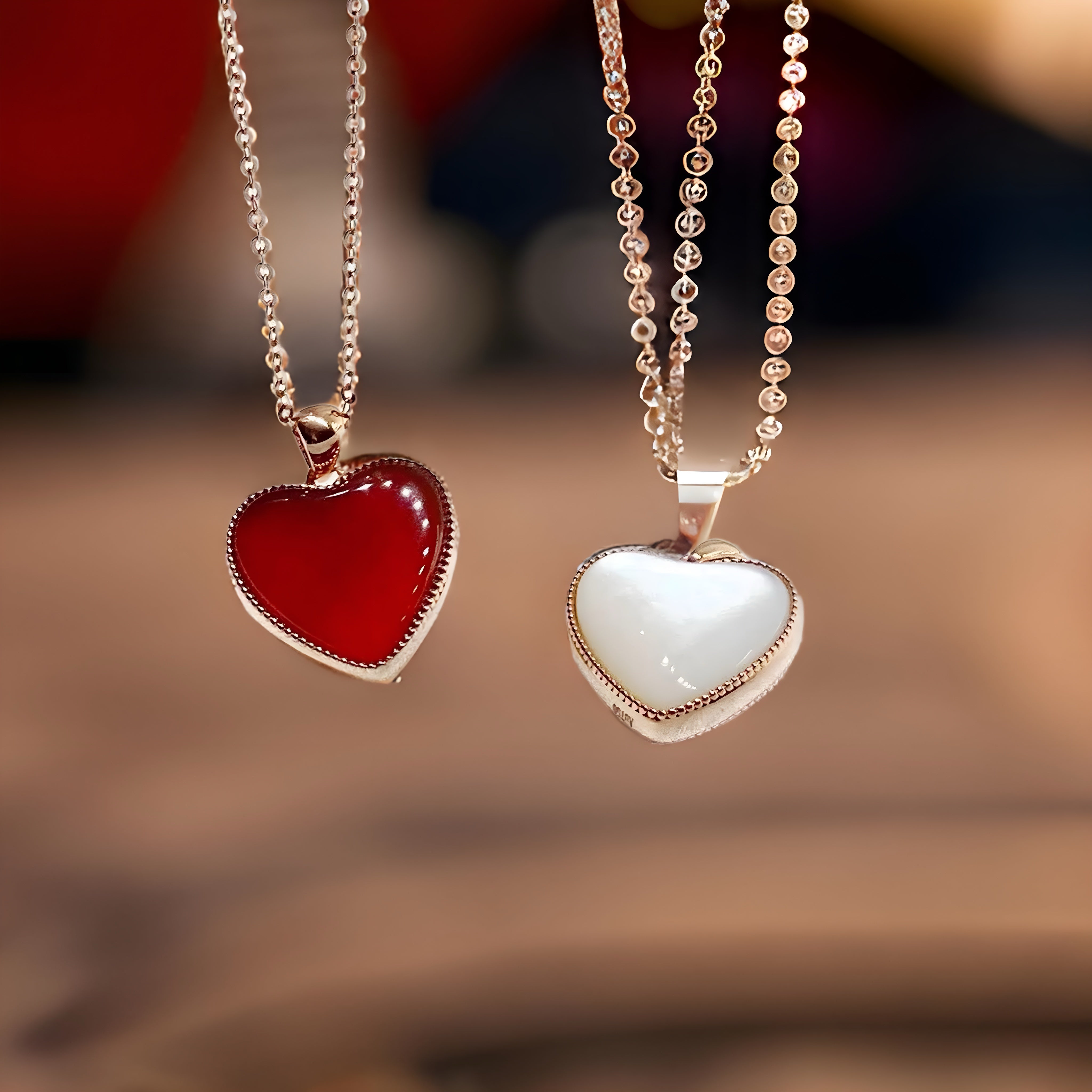 18K Solid Gold Heart Pendant Necklace