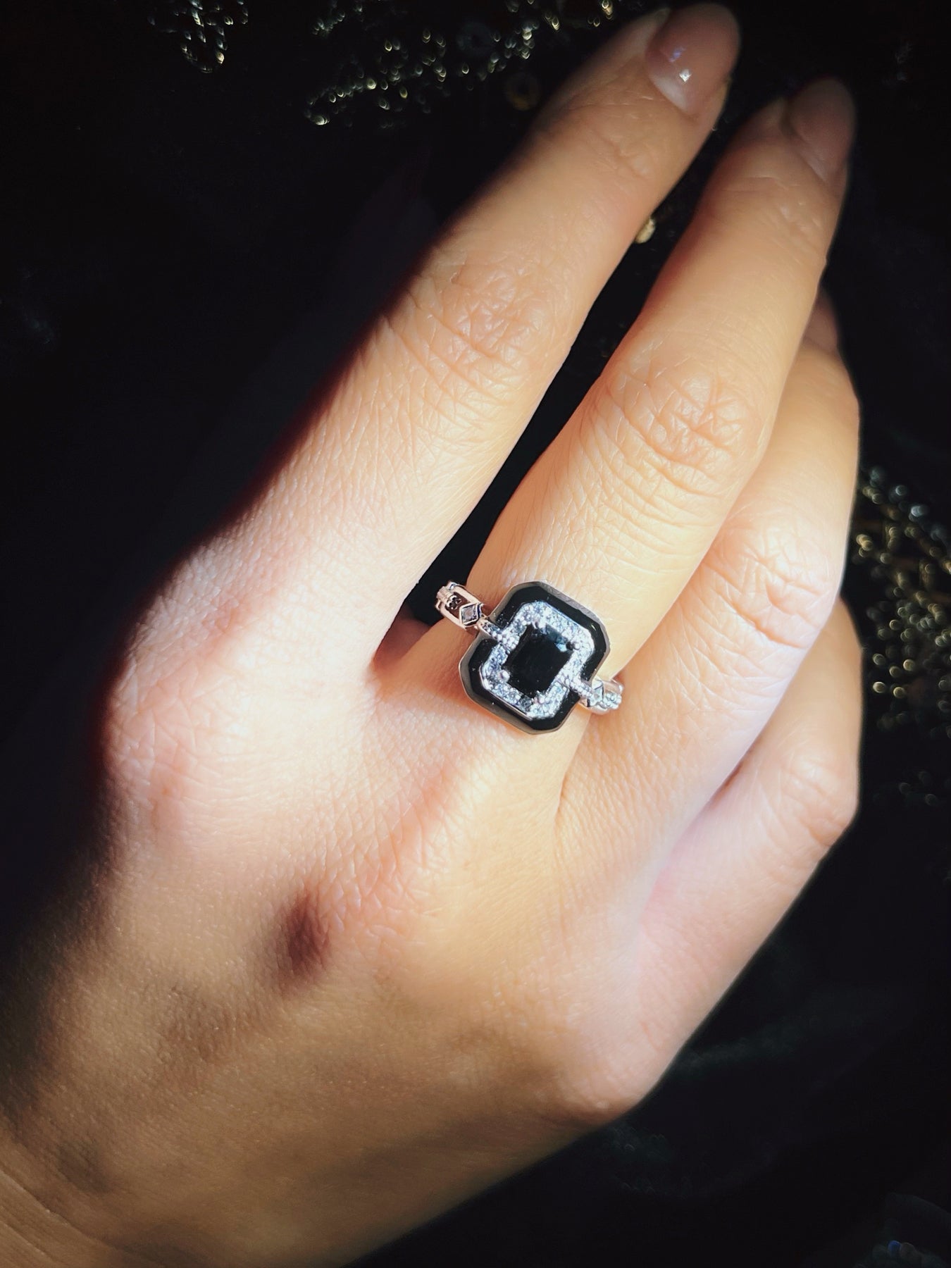 Art Deco Black Spinel Ring