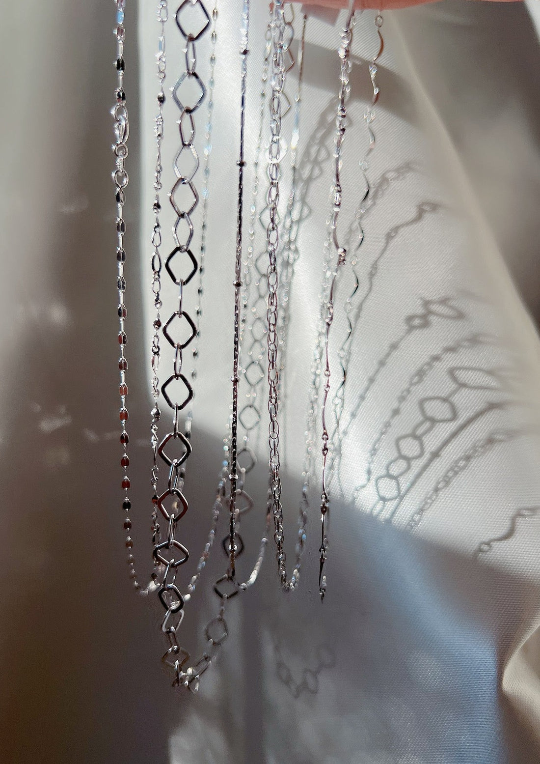 Solid 14k White Gold Delicate Chain Necklace