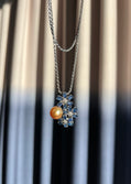 South Sea Golden Pearl & Sapphire Diamond Pendant Necklace