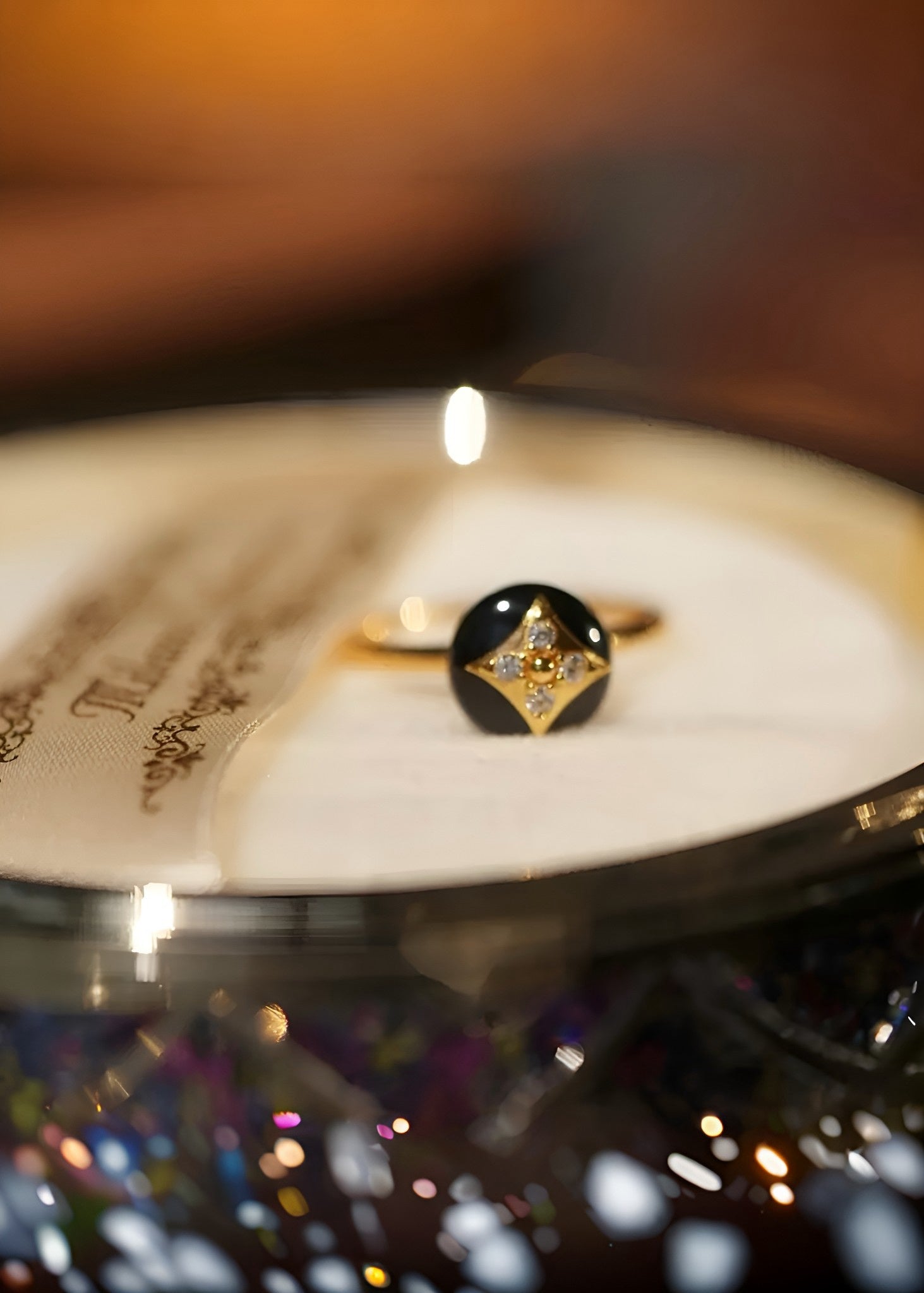 Black Onyx Four-Leaf 18K Gold Clover Ring