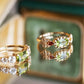 Peridot, Garnet & Citrine 14K Gold Vermeil Ring – Vintage Gemstone Floral Jewelry