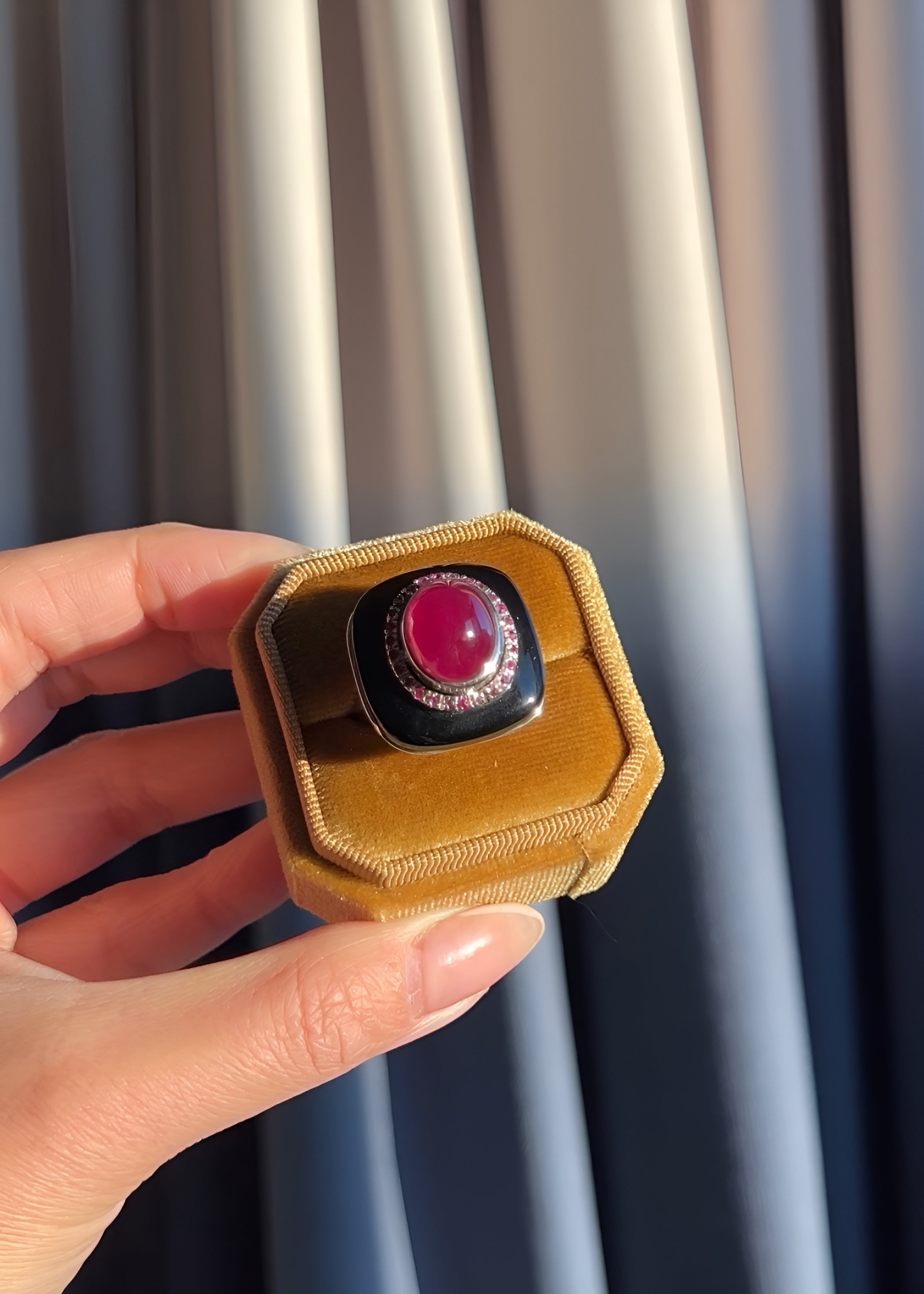 Old Burmese Ruby Cabochon Cocktail Ring