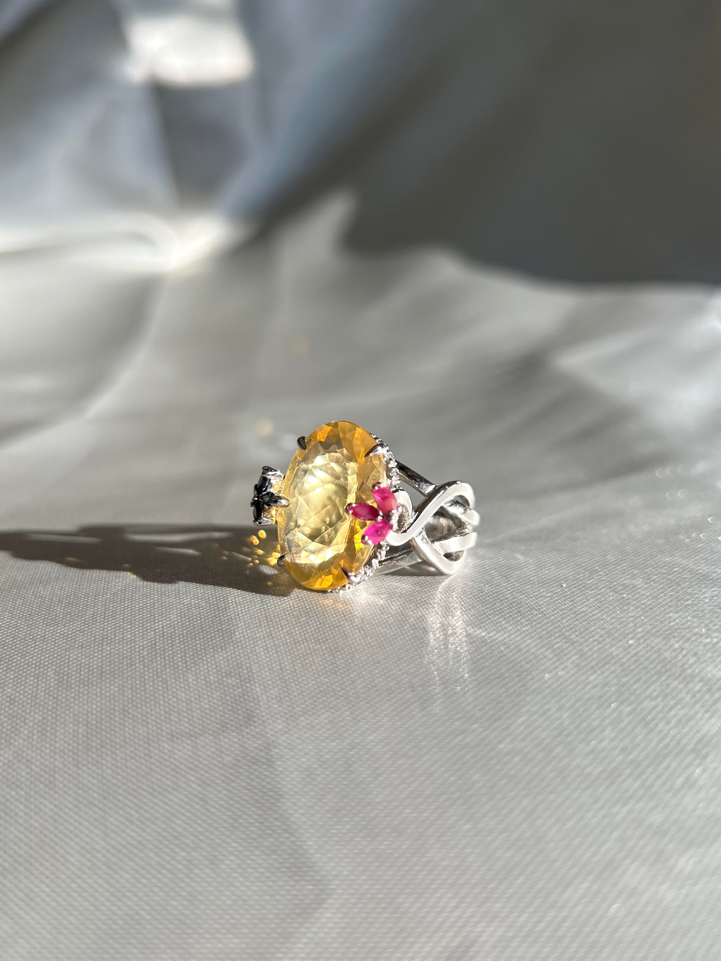 Dazzling Yellow Fire Opal Cocktail Ring