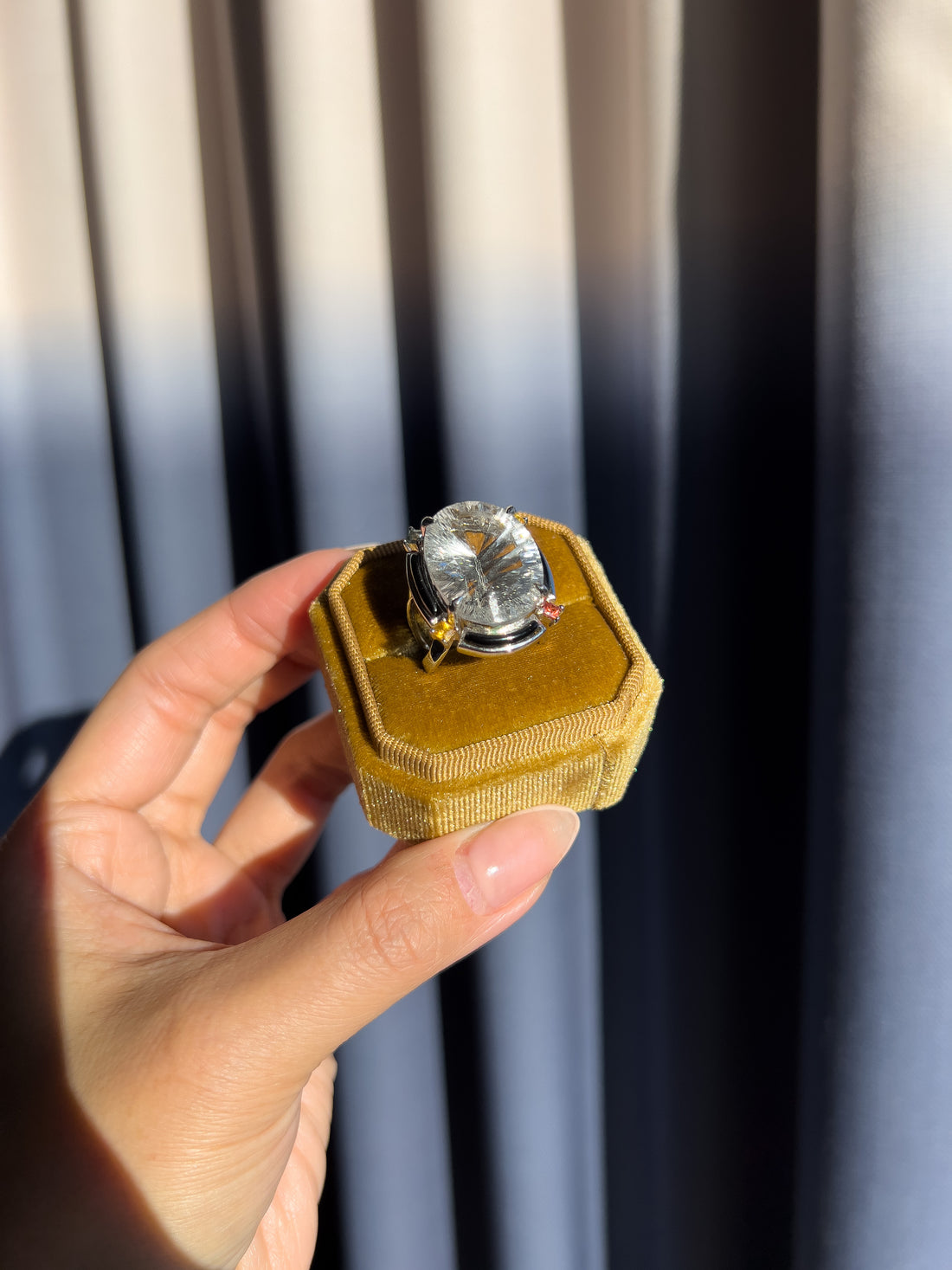 Deco 43 Carat Natural Crystal Quartz & Garnet Cocktail Ring