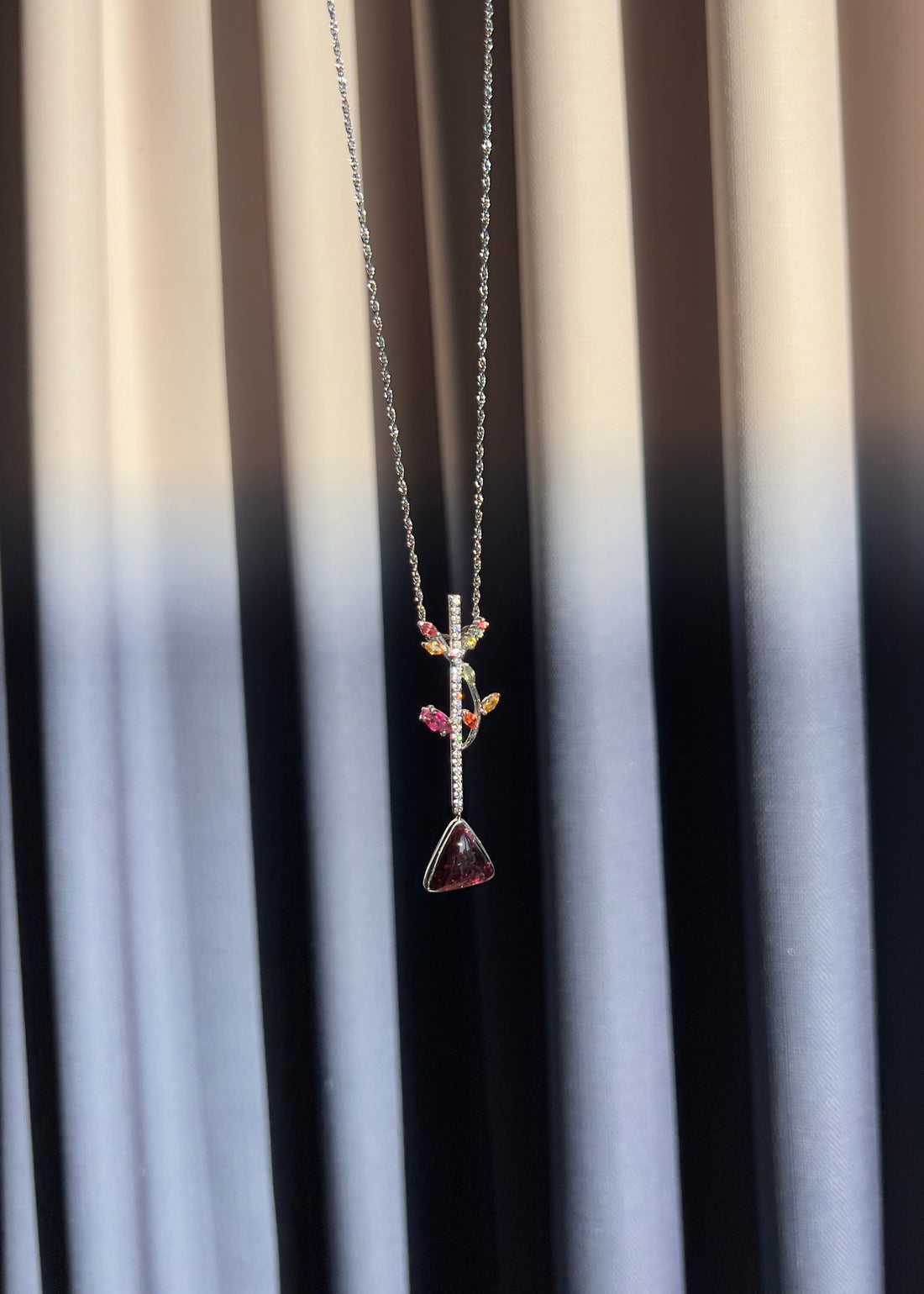Natural Rubellite Tourmaline Pendant Necklace
