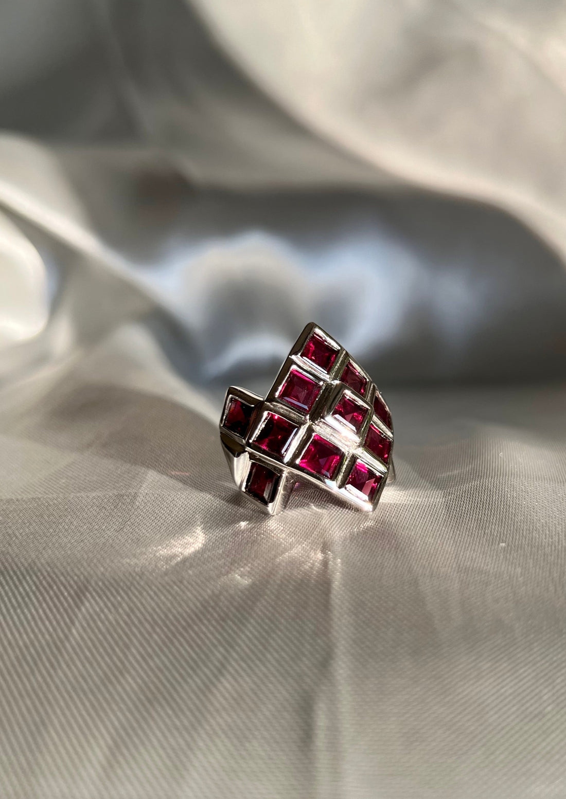 Raspberry Garnet Cocktail Ring