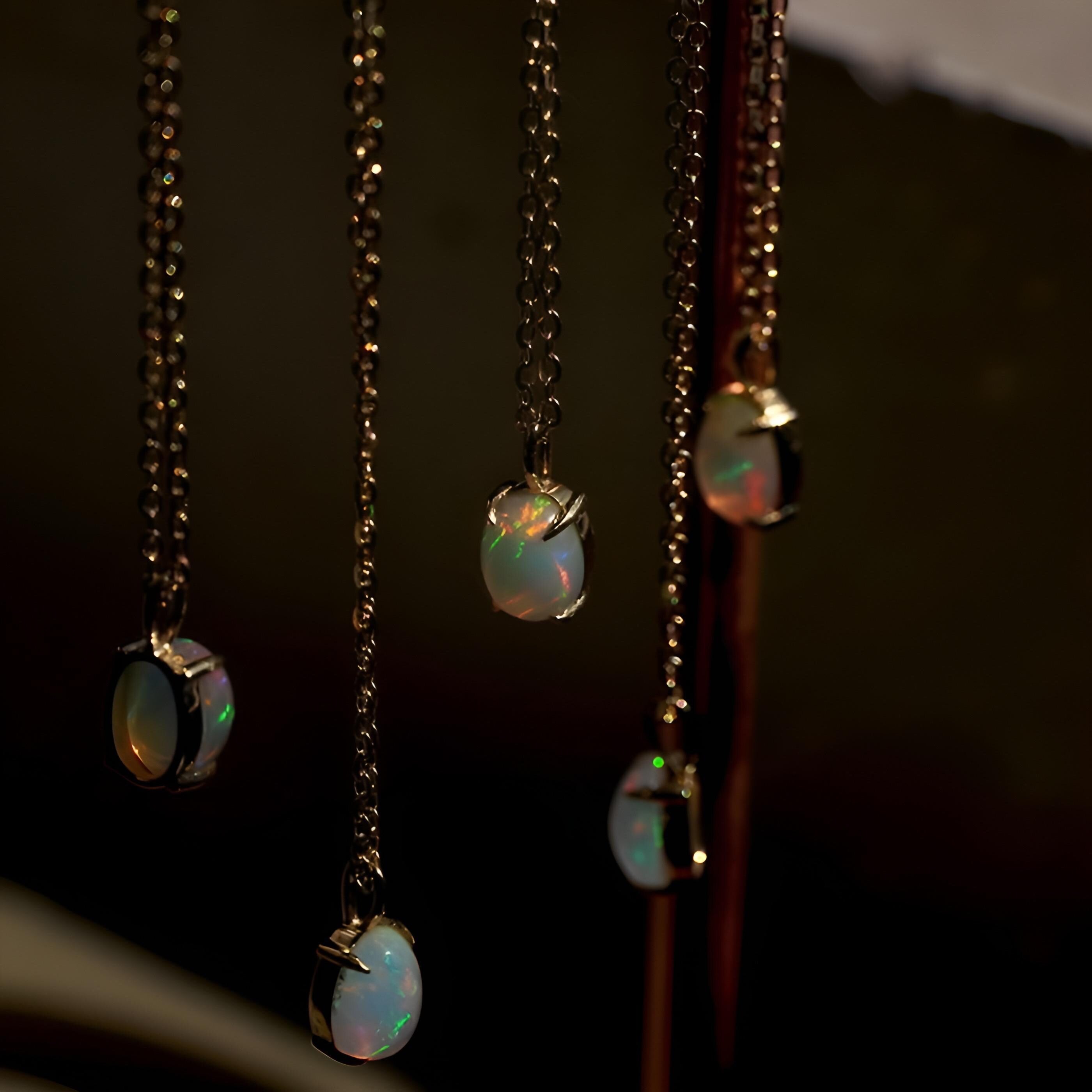 Natural Opal Solid 9K Gold Necklace