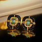Emerald 18k Gold Stud Earrings for Women | Art Deco Earrings