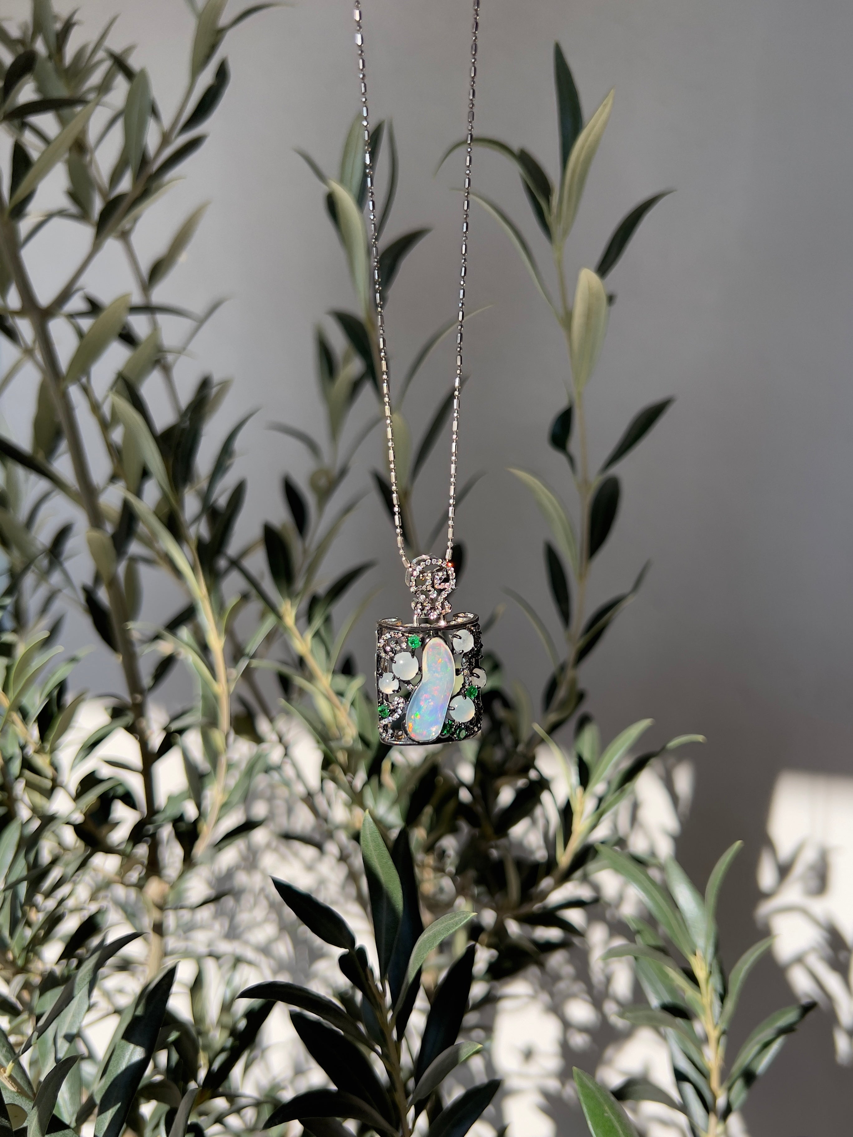 Natural Play-of-Color Opal Pendant Necklace