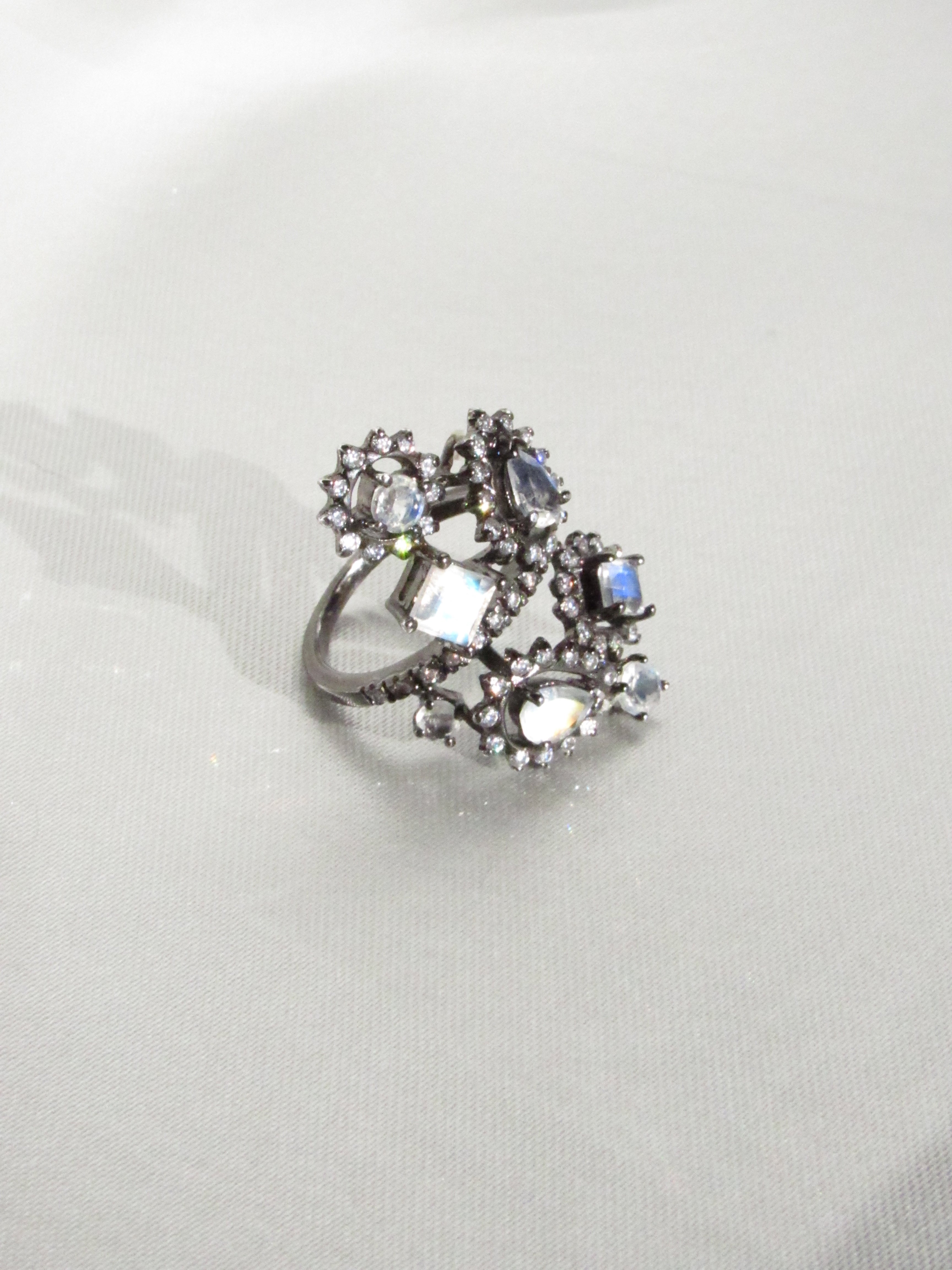 Iridescent Blue Moonstone Cocktail Ring