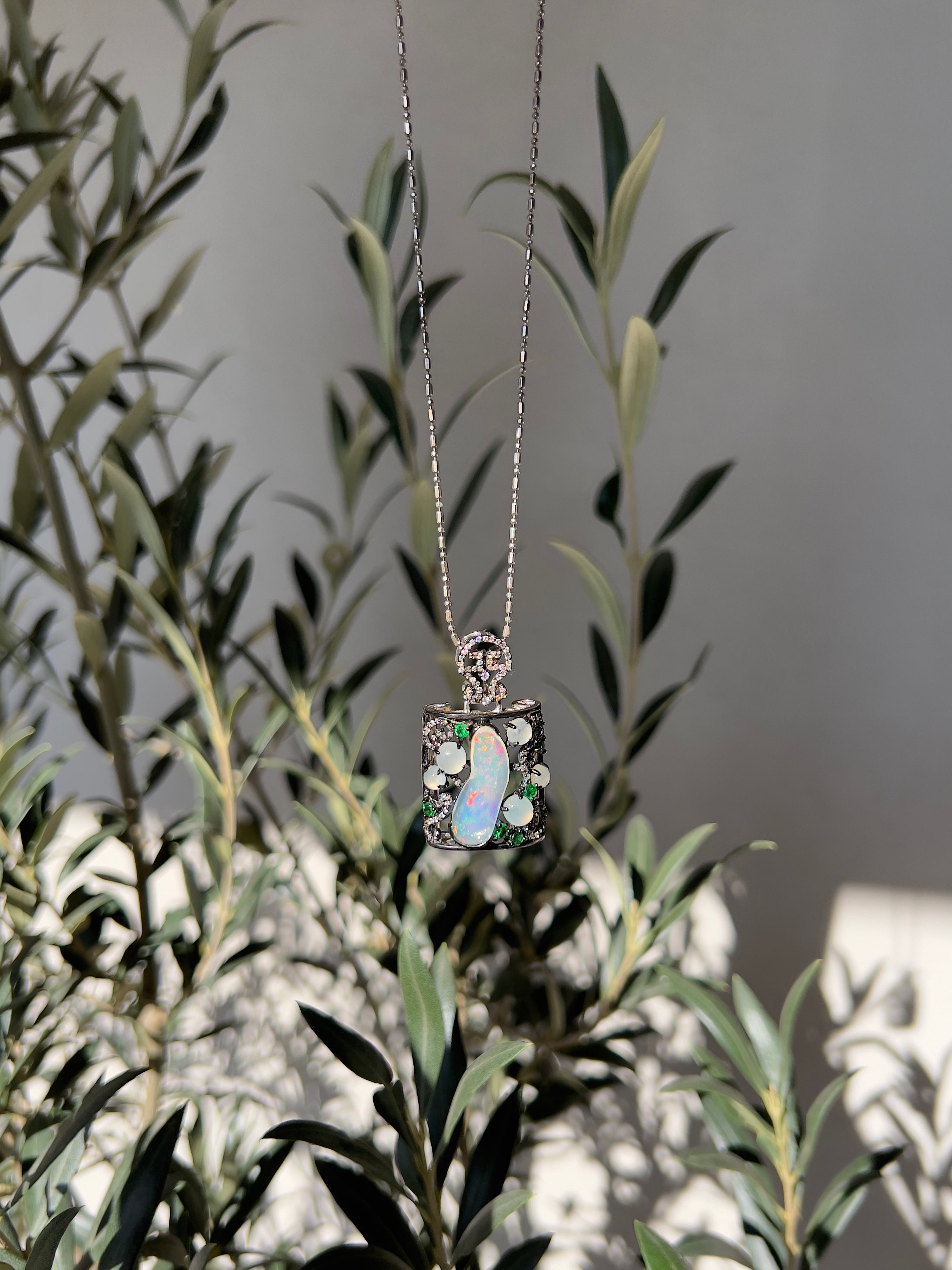 Natural Play-of-Color Opal Pendant Necklace