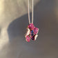18k White Gold Ruby Sapphire & Diamond Flower Pendant Necklace