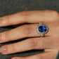 Natural Blue Sapphire and Diamonds 18k Solid White Gold Ring | Size 7 Sapphire Ring