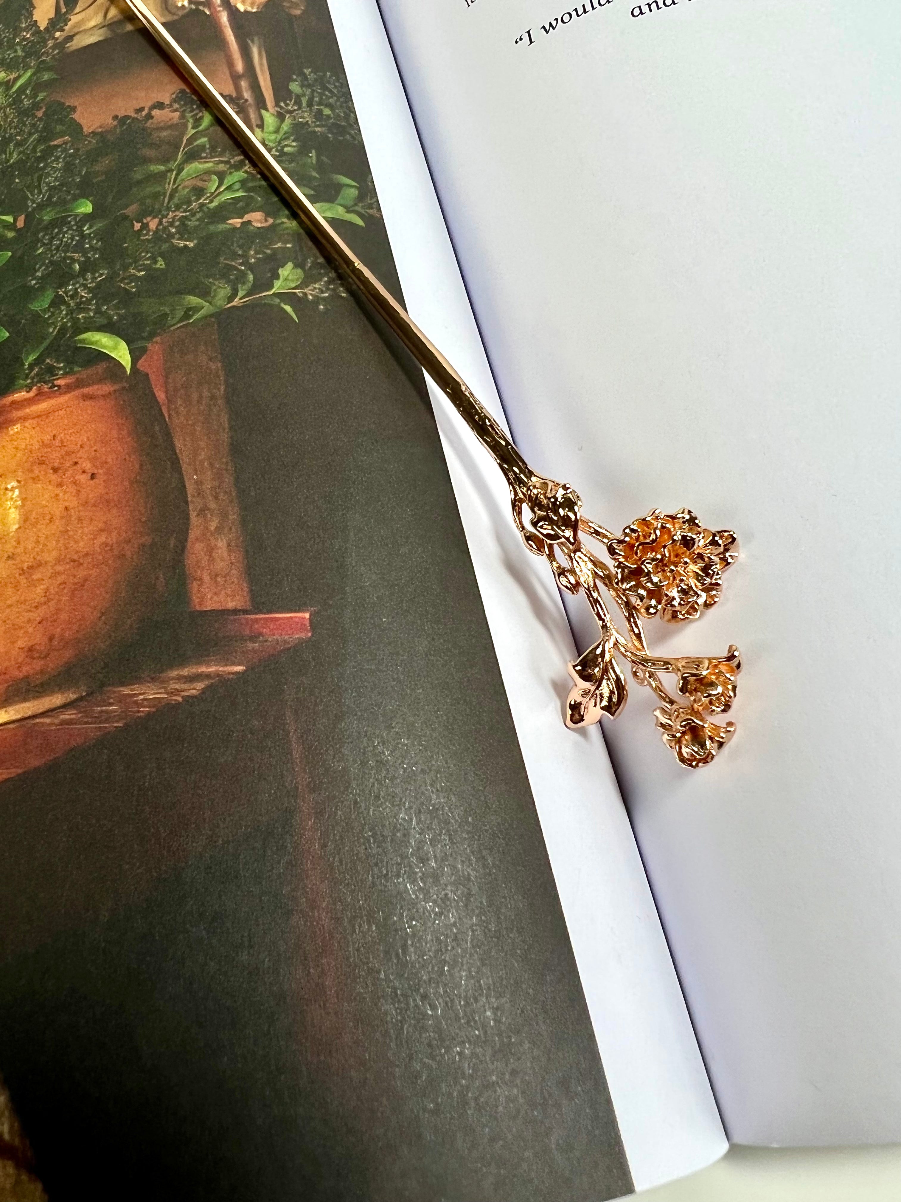 Gold Flower Garden Hair Stick Pin