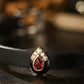 Pigeon Blood Ruby 18k Gold Vermeil & Genuine Leather Strap Bracelet