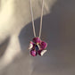 18k White Gold Ruby Sapphire & Diamond Flower Pendant Necklace