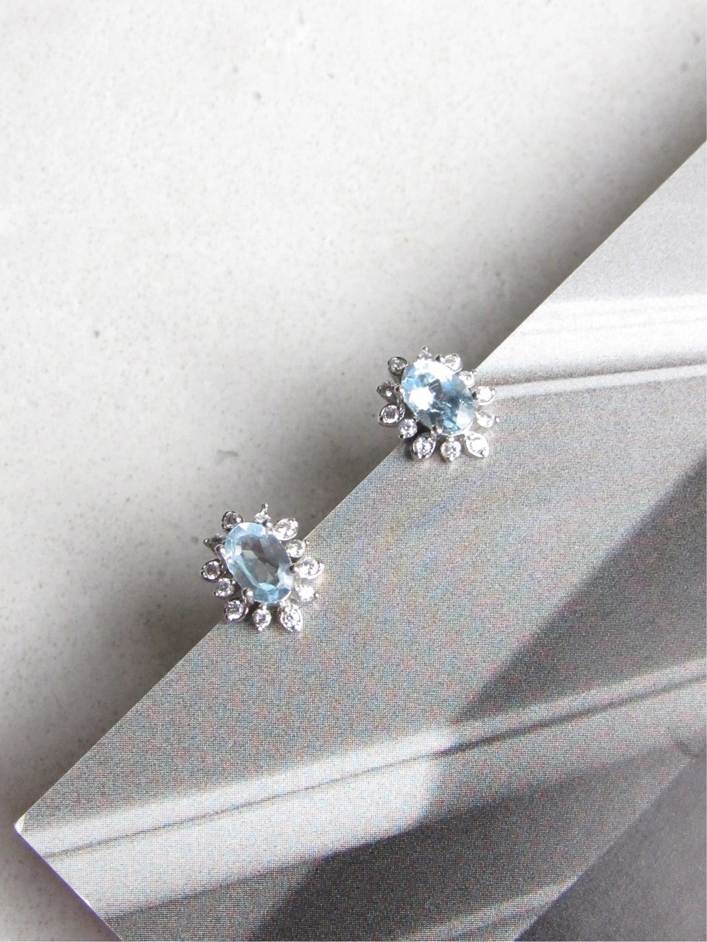 aquamarine silver earrings 